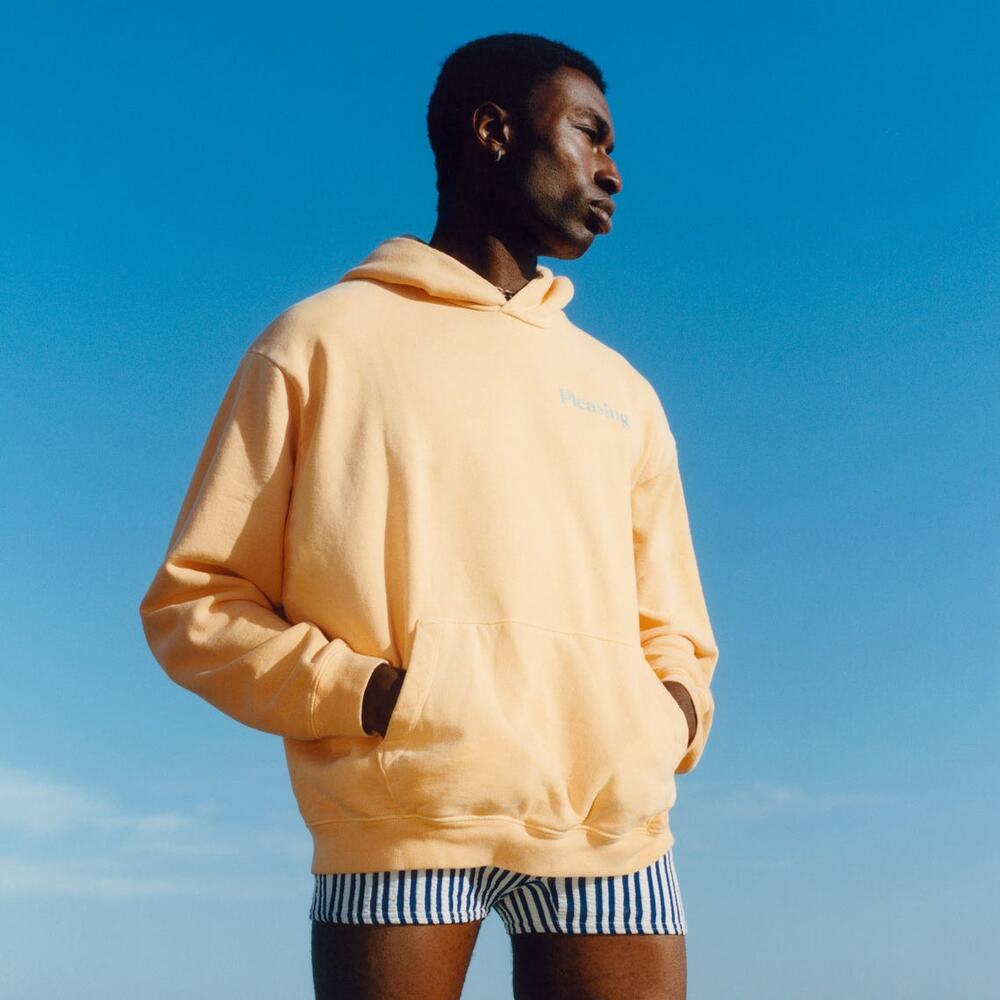 Pleasing Sunset Yellow Recycled Organic Cotton Hoodie Hooded Sweatshirt S 3897